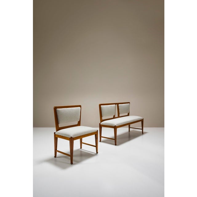 Set of Bench and Side Chair in Cherry, 1950s For Sale - Image 4 of 18