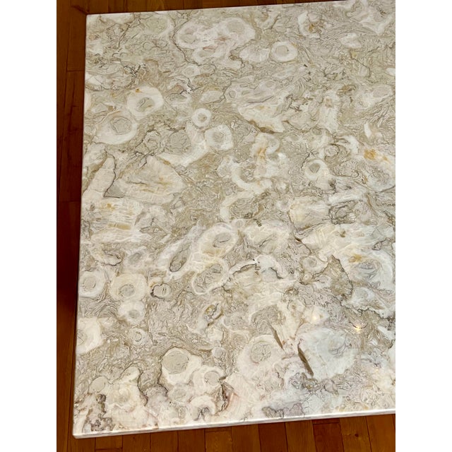 Solid Marble and Chrome Rectangular Coffee Table in Cream For Sale - Image 11 of 15