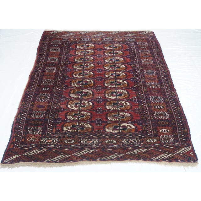Red Vintage Turkmen Rug 3'8'' X 5'9'' For Sale - Image 8 of 11