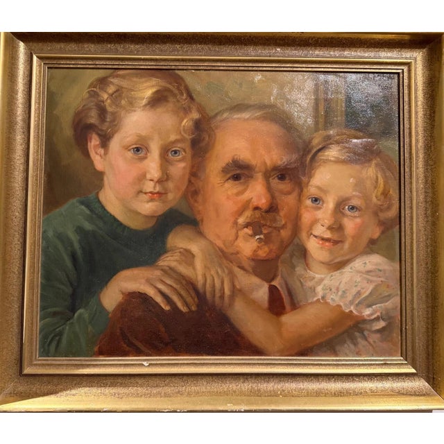 Piet Hein Eek Heinrich Pforr, Family Happiness – Pforr with Grandchildren, Oil Painting on Canvas For Sale - Image 4 of 13