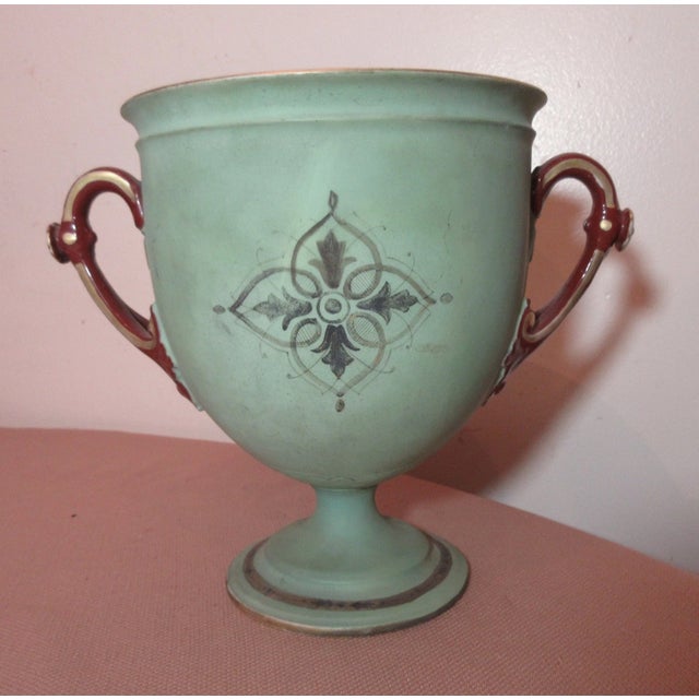Antique 1800's Hand Painted Figural Porcelain Compote Ewer Vase Trophy Urn For Sale In New York - Image 6 of 12