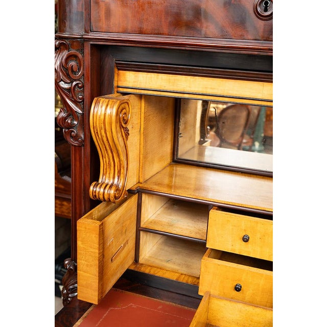 Antique 19th Century Louis Philippe Neapolitan Mahogany Secretary Desk For Sale - Image 6 of 11