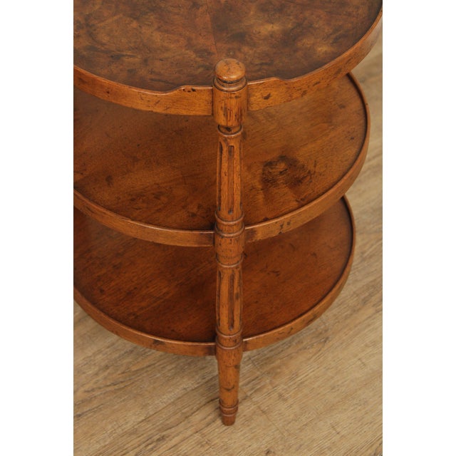 Heritage Vintage Louis XVI Style Burl Walnut Three Tier Etagere For Sale In Philadelphia - Image 6 of 14