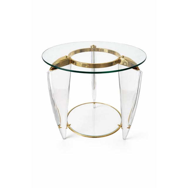 Gold Italian Acrylic and Brass Side Table, 1960s For Sale - Image 8 of 15