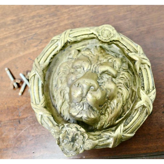 Heavy Gothic Lions Mask Brass Door Knocker, 1950s For Sale - Image 6 of 8