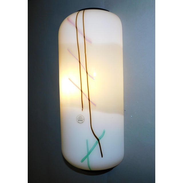 Glass 20th Century Frosted White Murano Sconces - a Pair For Sale - Image 7 of 10