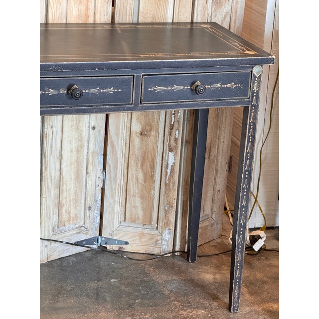 1950s Black Painted Three-Drawer Table With Painted Decoration For Sale - Image 6 of 10