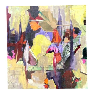 Vintage Abstract Expressionist Oil Painting on Canvas For Sale