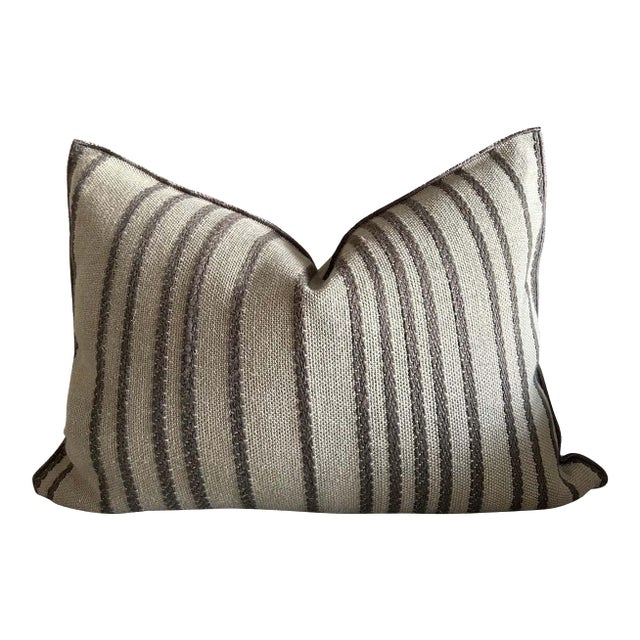 Custom French Linen Embroidered Double Sided Pillow With Insert For Sale