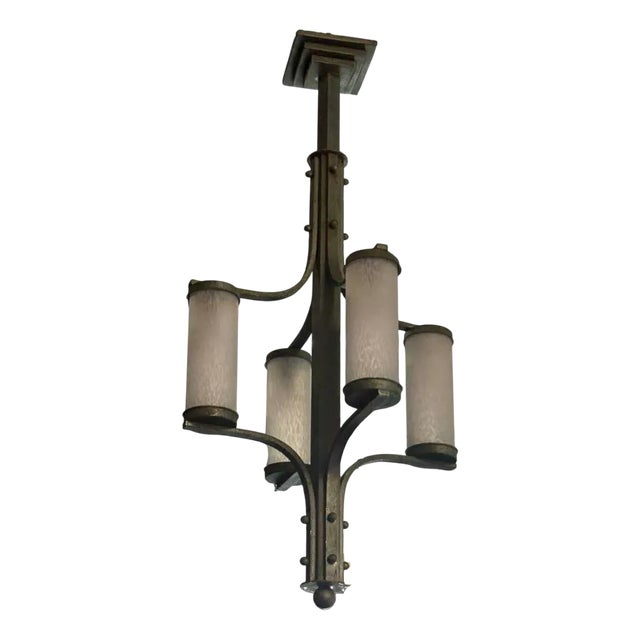 Art Deco Metal Chandelier For Sale