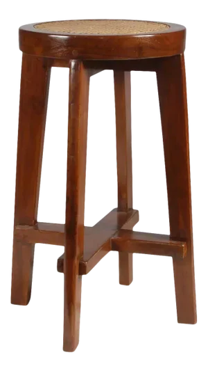 Pierre Jeanneret Caned Teak Bar Stool from Chandigarh, India