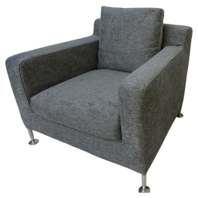 Harry Bertoia Harry Lounge Chair in Grey Woven Fabric by Antonio Citterio for B&B Italia For Sale - Image 4 of 7