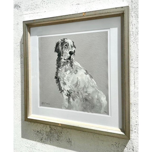 Vintage Boho Original Abstract Watercolor of Dog on Paper For Sale - Image 4 of 5