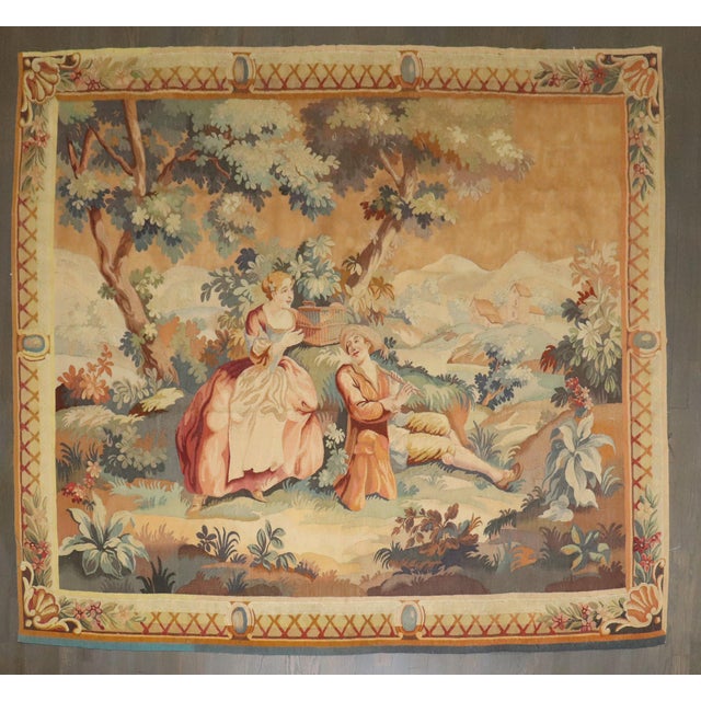 Late 19th Century Late 19th Century Zabihi Collection French Tapestry - 5'10" x 7' For Sale - Image 5 of 12