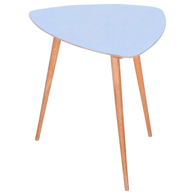 Wood Small Blue Table, 1950s For Sale - Image 7 of 7