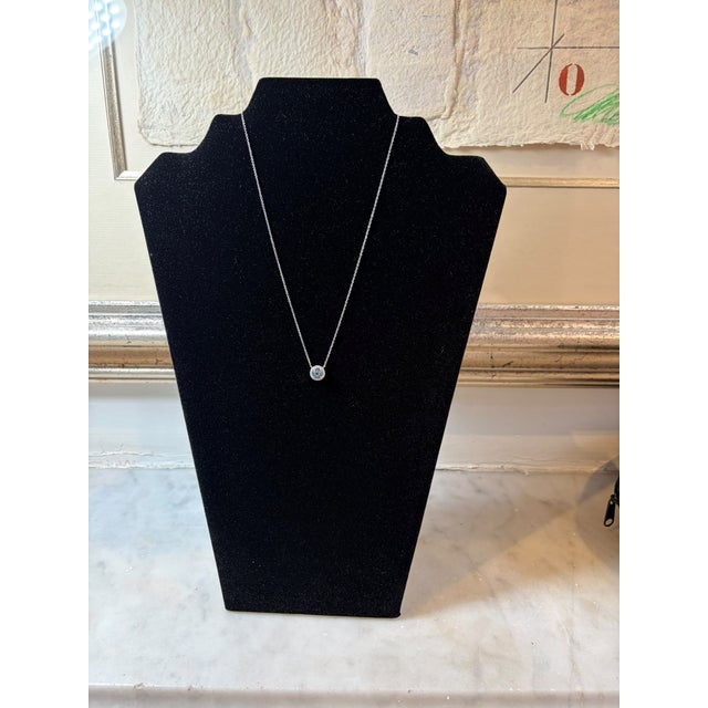Tiffany & Co. Platinum Soleste Aquamarine & Diamond Necklace 1.00ct 3.88g For Sale - Image 12 of 12