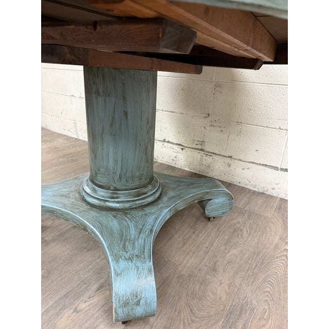 Antique 48 Inch Tiger Oak Round Pedestal Dining Table For Sale - Image 9 of 12