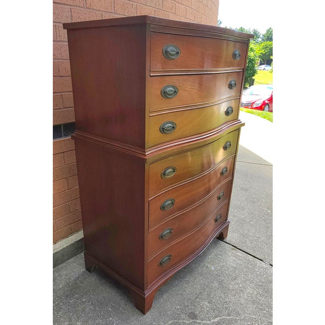 Dixie Dixie Furniture Mid Century Federal Style Mahogany Chest on Chest of Drawers For Sale - Image 4 of 12