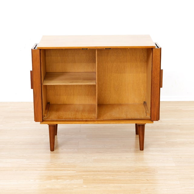 Brown 1960s Mid Century Record Storage Cabinet For Sale - Image 8 of 9