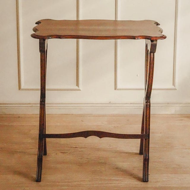 Antique Mahogany Side Table with X-Frame, 1900s For Sale - Image 3 of 11
