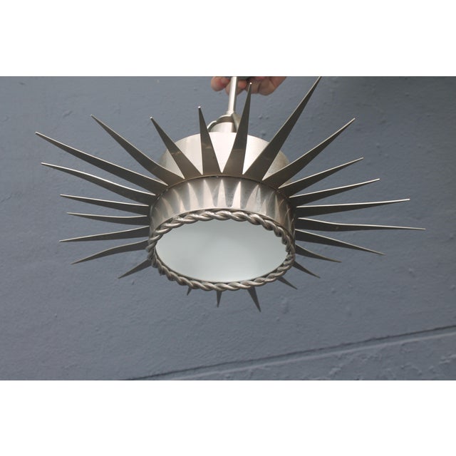 1970's Mid Century Modern Ultra High Quality Celestial Starburst Nickel Pendant Ceiling Fixtures From Miami Beach Alexander Hotel Set of 3 For Sale - Image 14 of 18