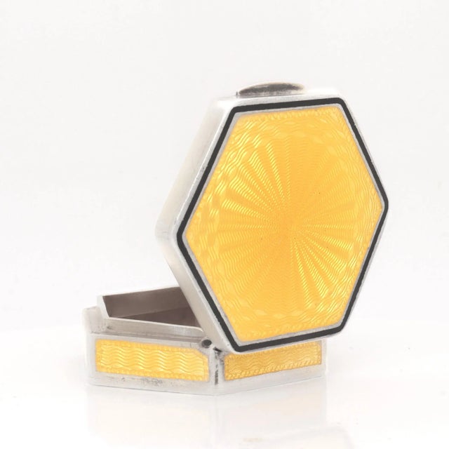 1930s Antique Austrian Art Deco Guilloche Enamel & Sterling Silver Compact / Pill Box For Sale - Image 5 of 13