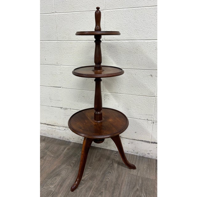 Wood Antique Victorian or George III Walnut Tripod Revolving Display Stand Dumbwaiter For Sale - Image 7 of 10