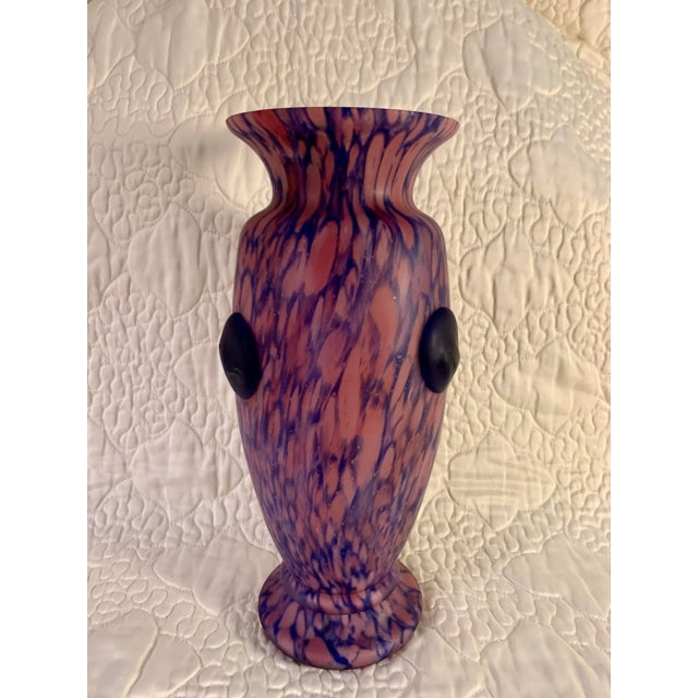 Vintage 20th Century Satin Art Glass Vase With Applied Detail For Sale In Orlando - Image 6 of 7