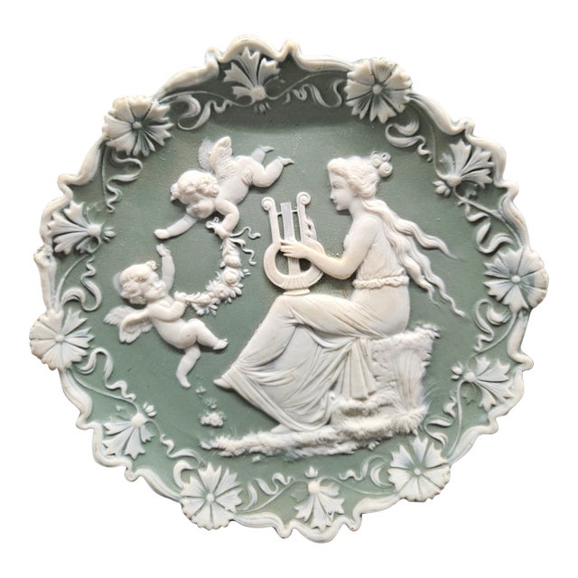 Vintage Schafer & Vater Green Jasperware Wall Plaque For Sale