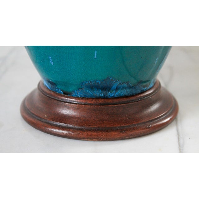 Teal Vintage Teal Glazed Ceramic Table Lamp For Sale - Image 8 of 11