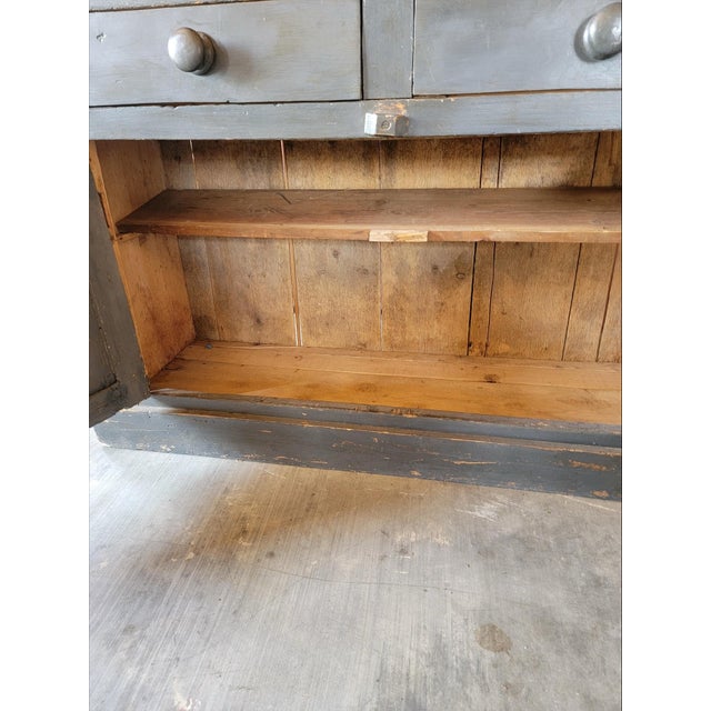 Antique Rustic One Piece Pine Dresser From Southern England in a Wonderful Grey/Blue Color - Circa 1890 For Sale - Image 11 of 17