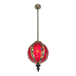 Mid 20th Century Turkish Style Red Slag Glass Pendant Light