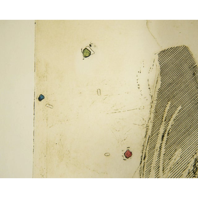 Cream “Winged Figure” Abstract Color Etching and Aquatint by Walter Sorge For Sale - Image 8 of 10