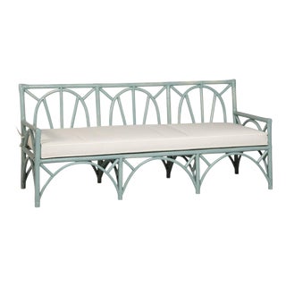 Light Blue-Gray Bamboo Sofa with White Cushions from Vivai del Sud, 1980s For Sale
