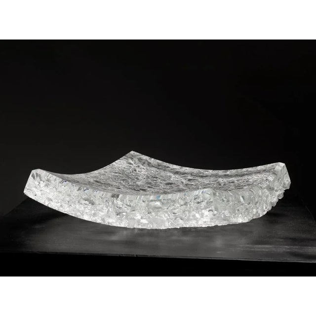 Yugen square plate by matthieu gicquel dimensions: d 39 x w 39 x h 5 cm. Materials: optical glass. Weight: 19 kg. Each...