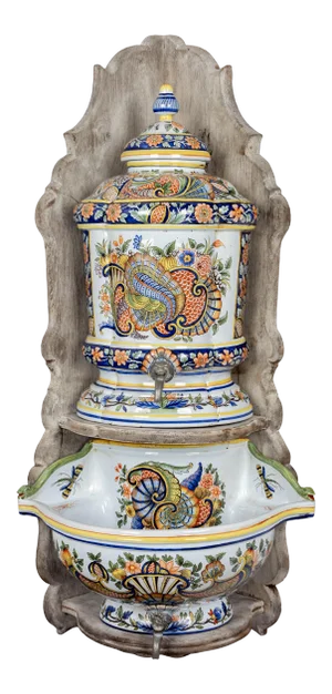 French Desvres Faience Lavabo