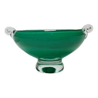 Vintage Glass Basket from HSG Tarnowiec, Poland, 1970s For Sale