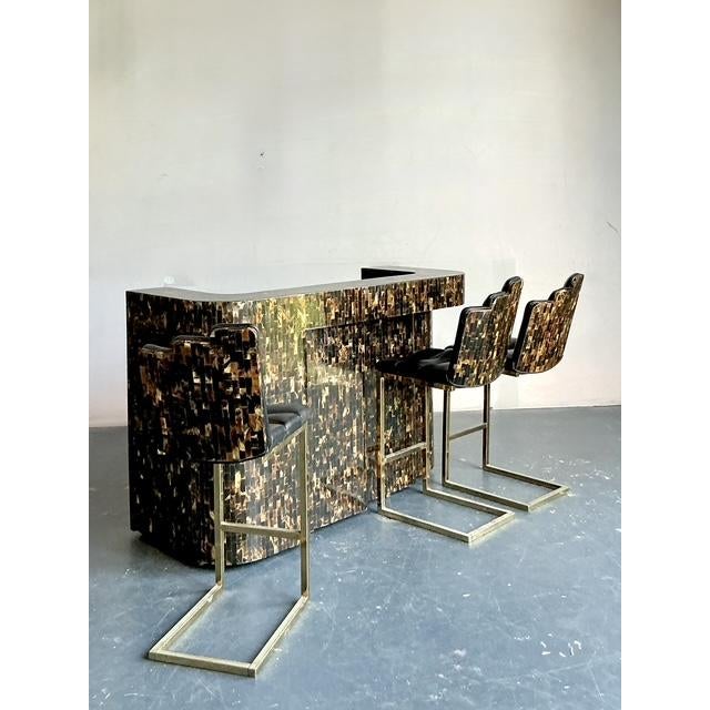 Vintage Boho Tessellated Horn Dry Bar Set of 5 For Sale - Image 9 of 14