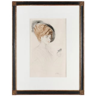 Paul César Helleu, Le masque, Original Color Etching, Hand-Signed For Sale