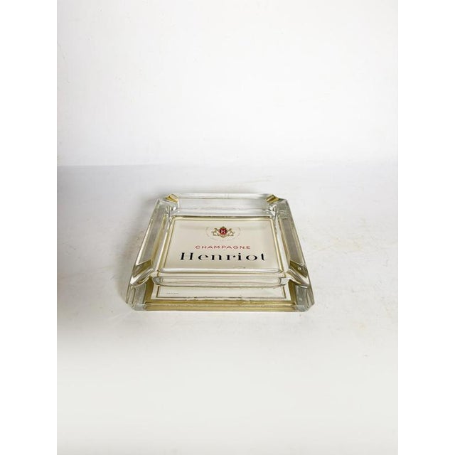 Henriot Champagne Ashtray, Thick Glass, Square Design, France, 1960s For Sale - Image 3 of 13
