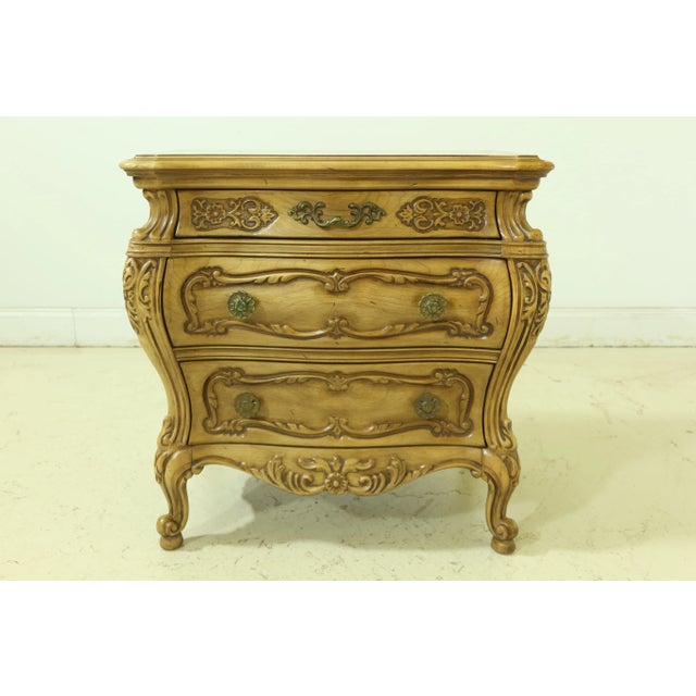 Approx: 30 Years Old Nice Carved Details French Style Bombe Curved Sides Stylish Brass Hardware Condition: Excellent...