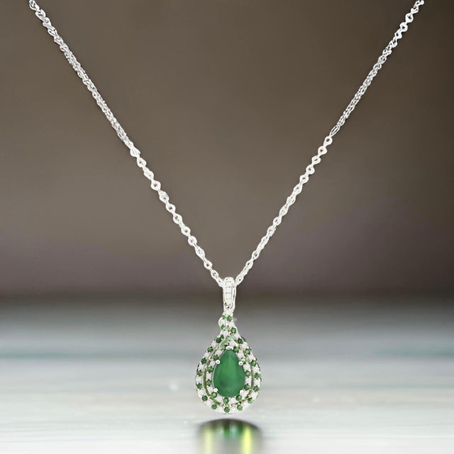 Traditional Natural Emerald Diamond Necklace 18" 14k Gold 5.6 TCW Certified For Sale - Image 3 of 13
