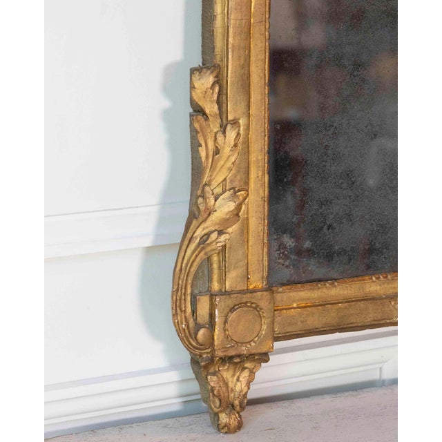 Gold French Louis XVI Giltwood Mirror with Urn & Garland Pediment, 18th c. For Sale - Image 8 of 16