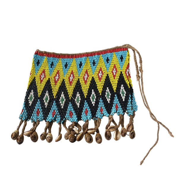 Vintage Ceremonial Skirt Kirdi Beaded Cache Sex Pikuran Cameroon 18" W For Sale - Image 4 of 9