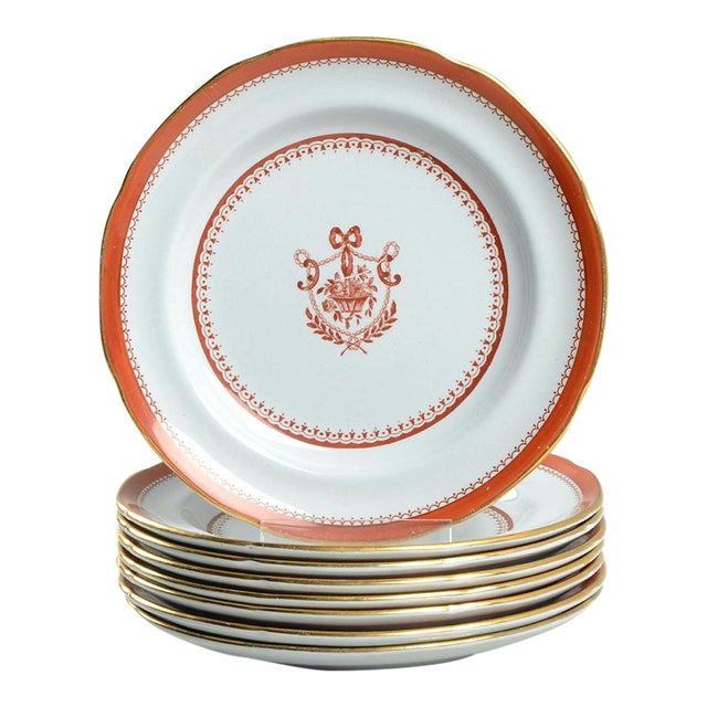 Spode Newburyport Red (Gold Trim) Appetizer Plate Set of 8 Chairish