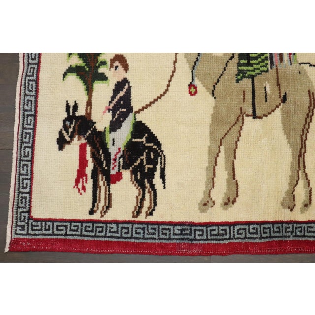 Late 20th Century Turkish Pictorial Camel Caravan Rug - 2'10" x 4'8" For Sale - Image 4 of 6