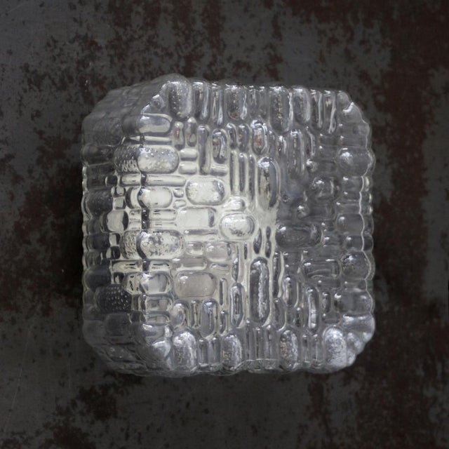 Mid-Century Square Clear Glass Sconce For Sale - Image 6 of 7