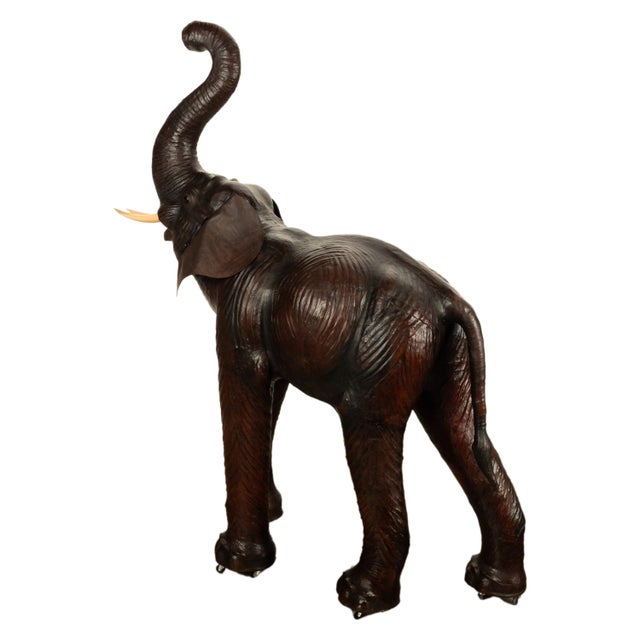 1930s 1930s Liberty of London Life Size Leather Baby Elephant Glass Eyes For Sale - Image 5 of 12