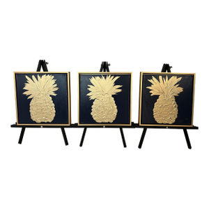Southern Hospitality Collection; Navy & Gold Pineapples - Designed by Cheryl P. Kohloff - Set of 3