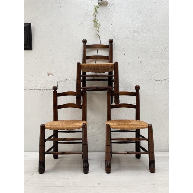 Beech and Straw Chair in the style of Charles Dudouyt For Sale - Image 12 of 18